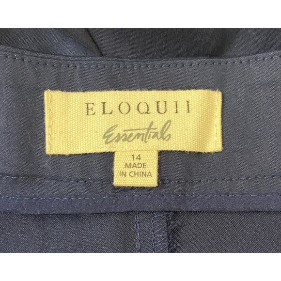 Eloquii Essentials Size 14 Navy Bleu Pleated Front Wide Leg Capri Tencel Blend - Picture 4 of 6